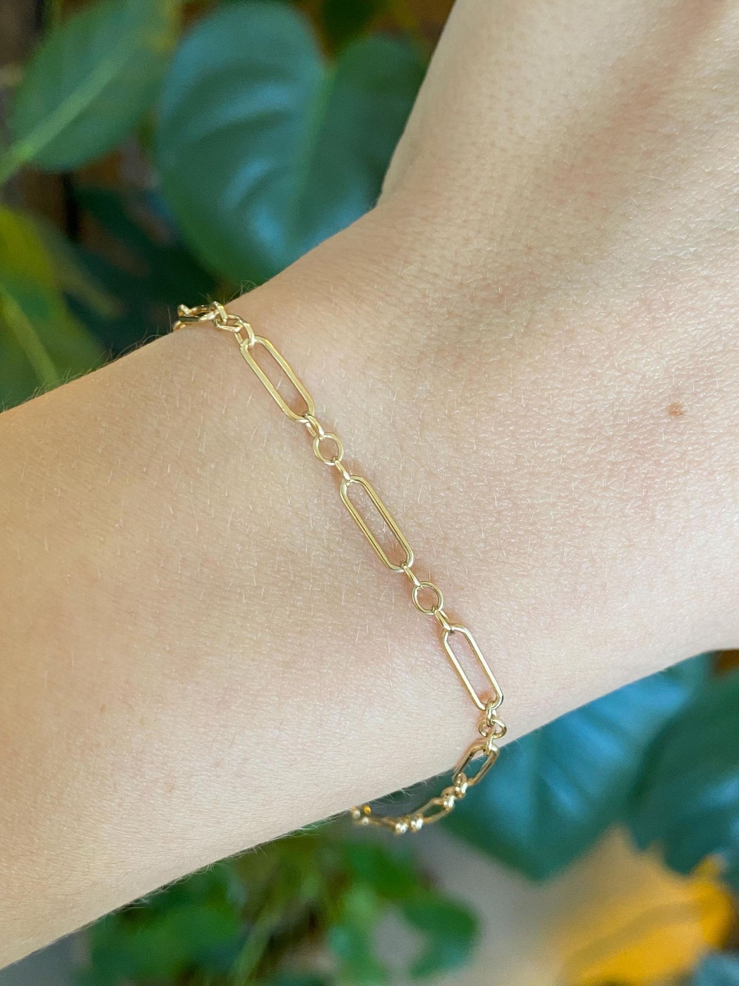 Vintage Solid 14k Yellow Gold Trombone Albert Link Bracelet - 7.5 inches