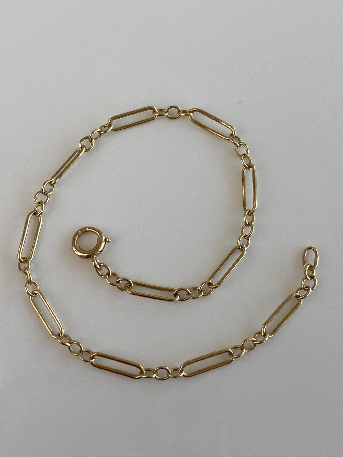Vintage Solid 14k Yellow Gold Trombone Albert Link Bracelet - 7.5 inches