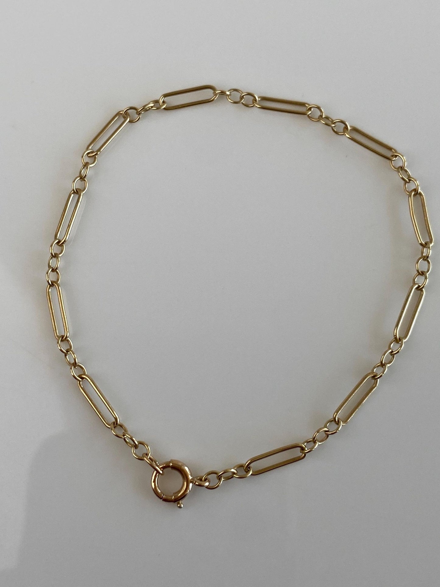 Vintage Solid 14k Yellow Gold Trombone Albert Link Bracelet - 7.5 inches