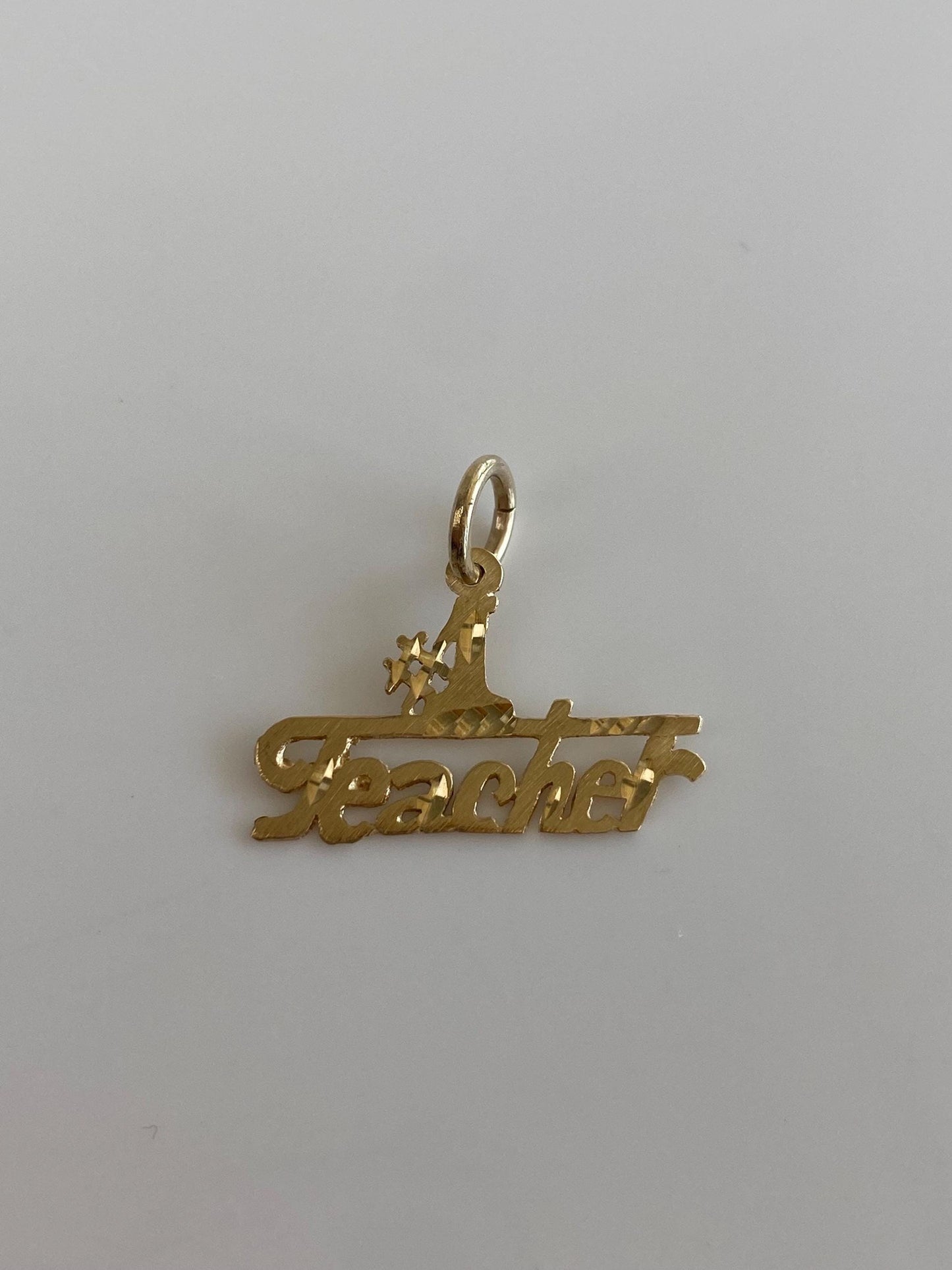 Solid 14k Yellow Gold '#1 Teacher' Charm