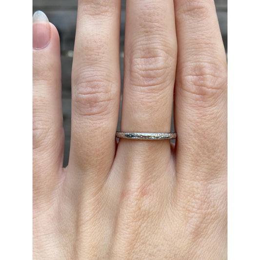 Vintage Solid 14k White Gold Designed Miligrain Ring Band - Size 7