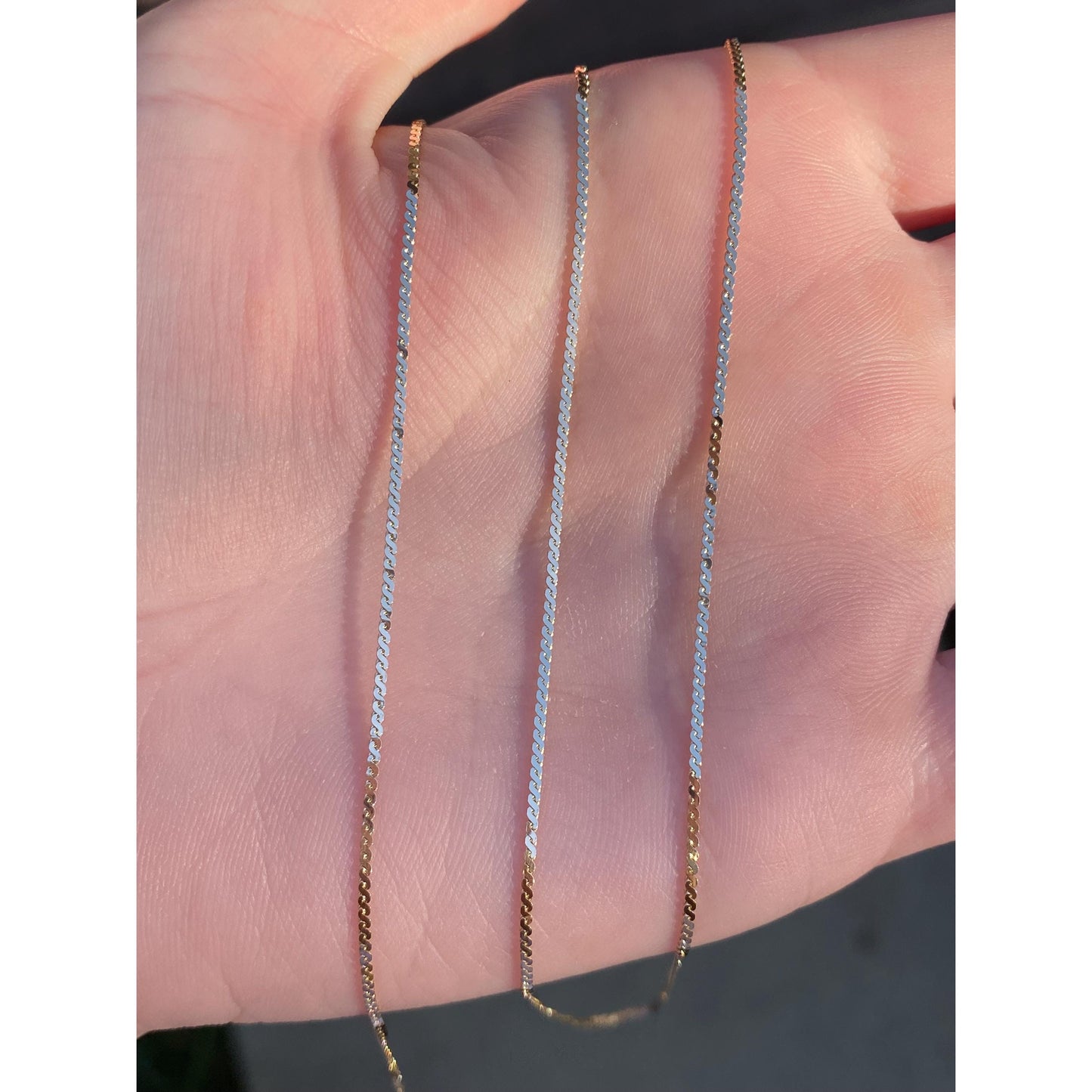 Vintage Solid 14k Yellow Gold Long Serpentine Chain Necklace - 30.5 inches