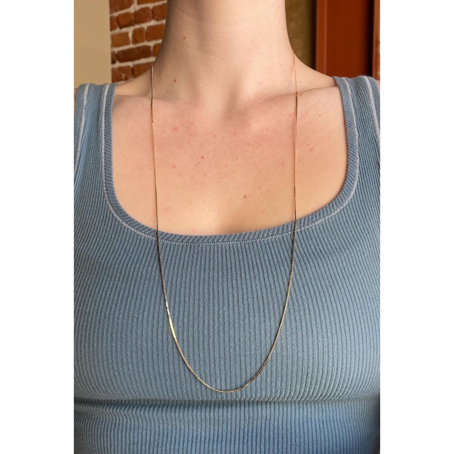 Vintage Solid 14k Yellow Gold Long Serpentine Chain Necklace - 30.5 inches