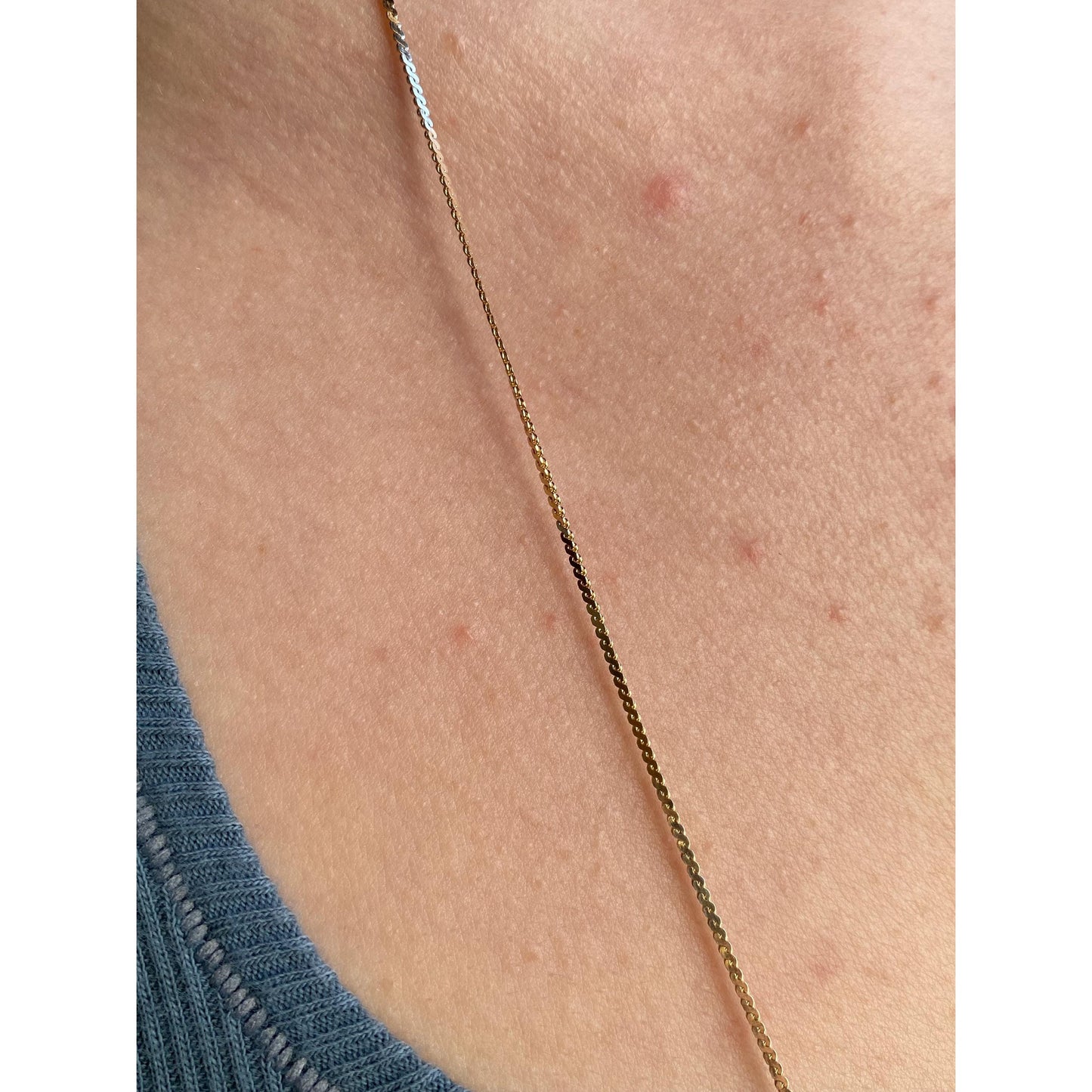 Vintage Solid 14k Yellow Gold Long Serpentine Chain Necklace - 30.5 inches