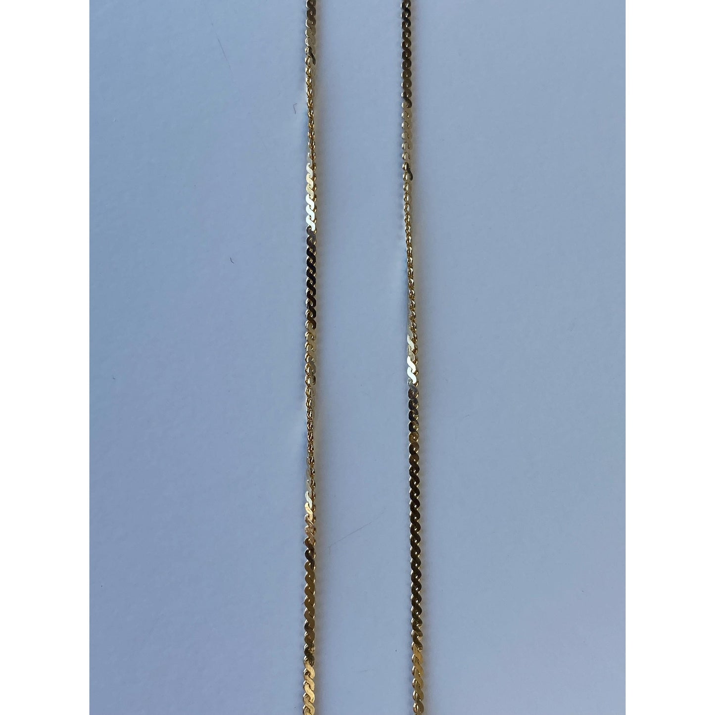 Vintage Solid 14k Yellow Gold Long Serpentine Chain Necklace - 30.5 inches