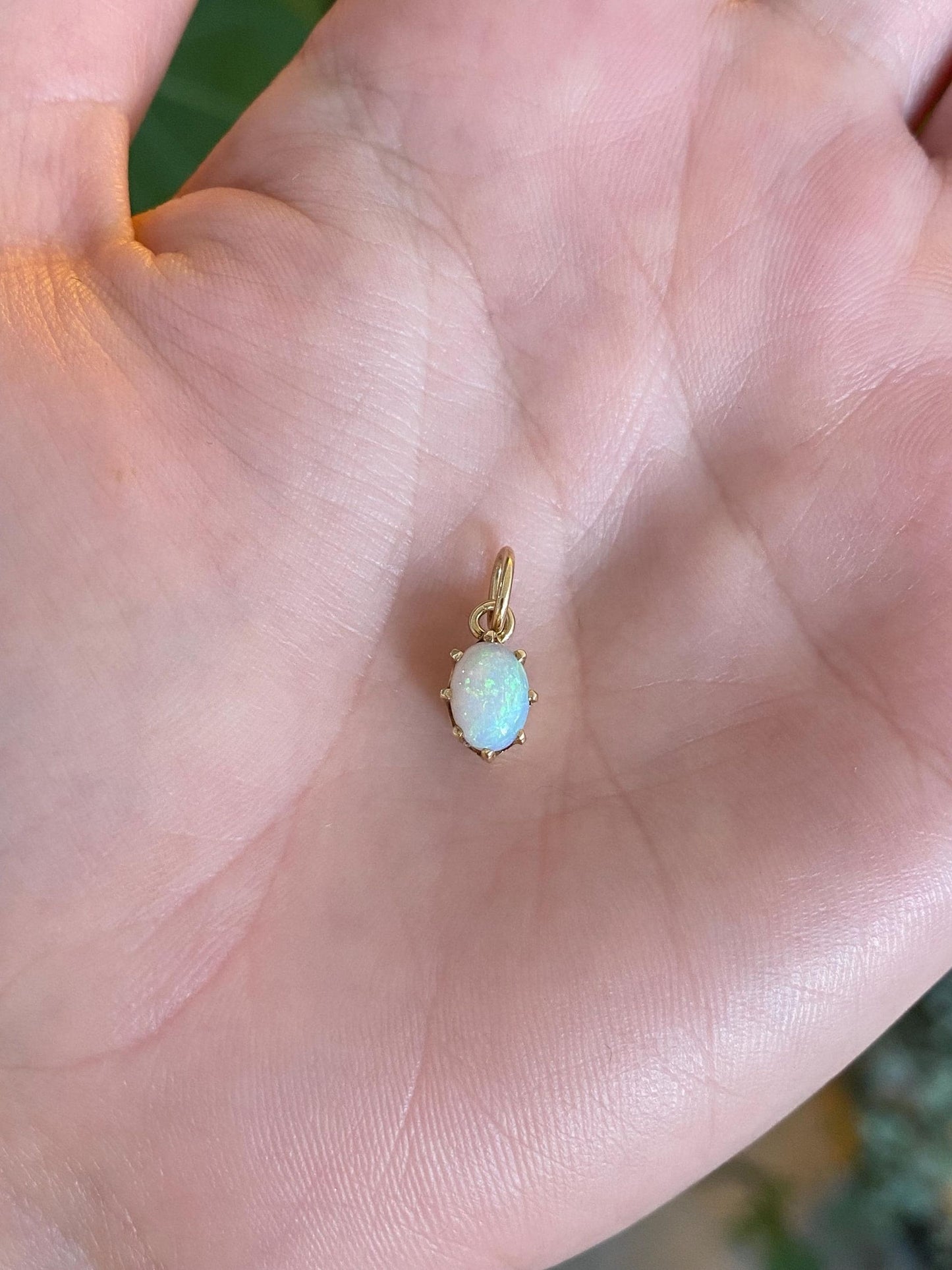 Vintage Solid 14k Yellow Gold Opal Charm