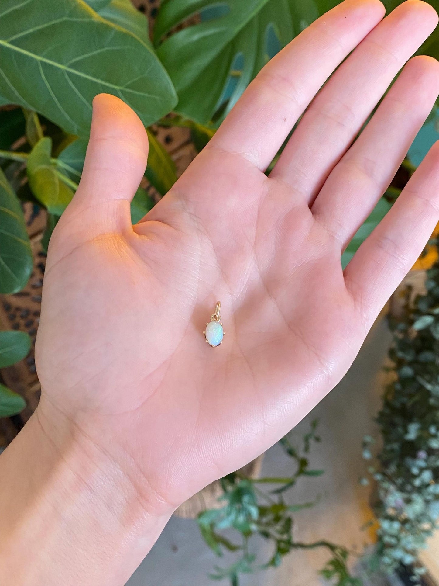 Vintage Solid 14k Yellow Gold Opal Charm