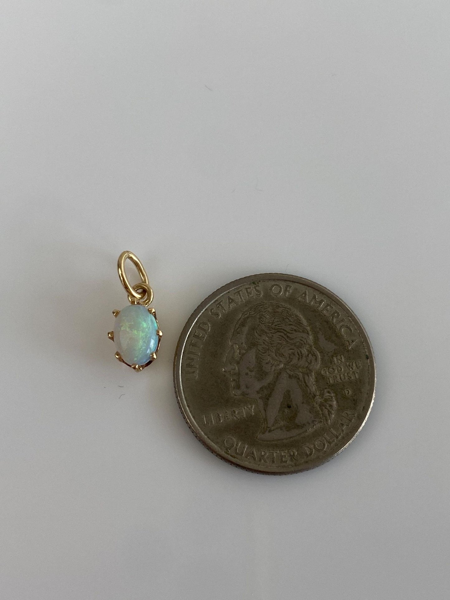Vintage Solid 14k Yellow Gold Opal Charm