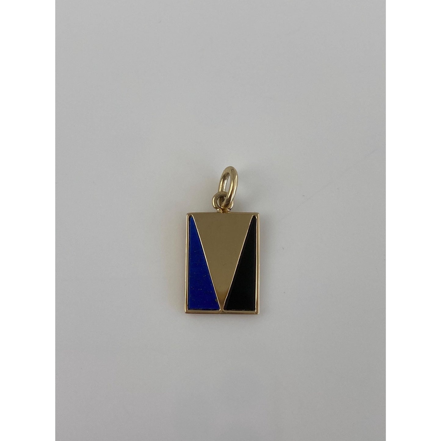 Vintage Solid 14k Yellow Gold Lapis & Onyx Cufflink Conversion Charm