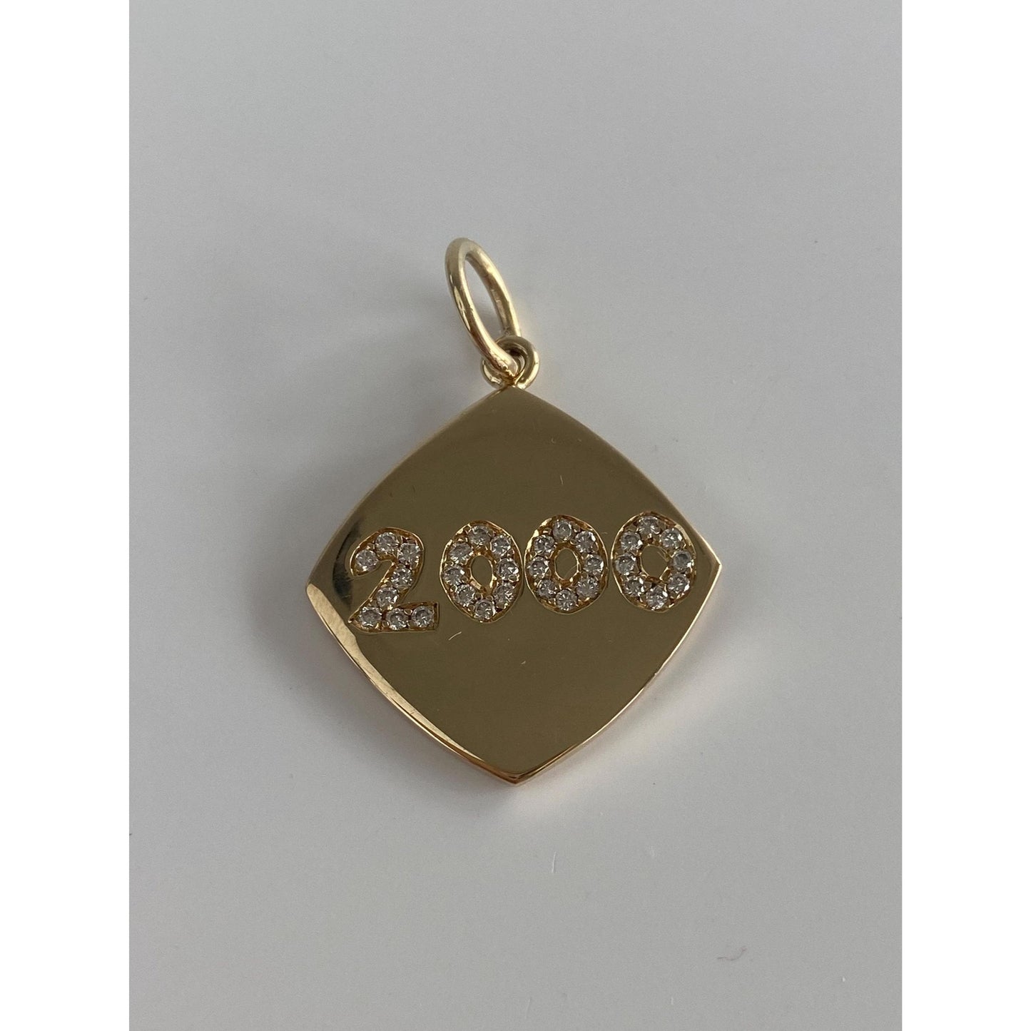 Vintage Solid 14k Yellow Gold Diamond '2000' Charm