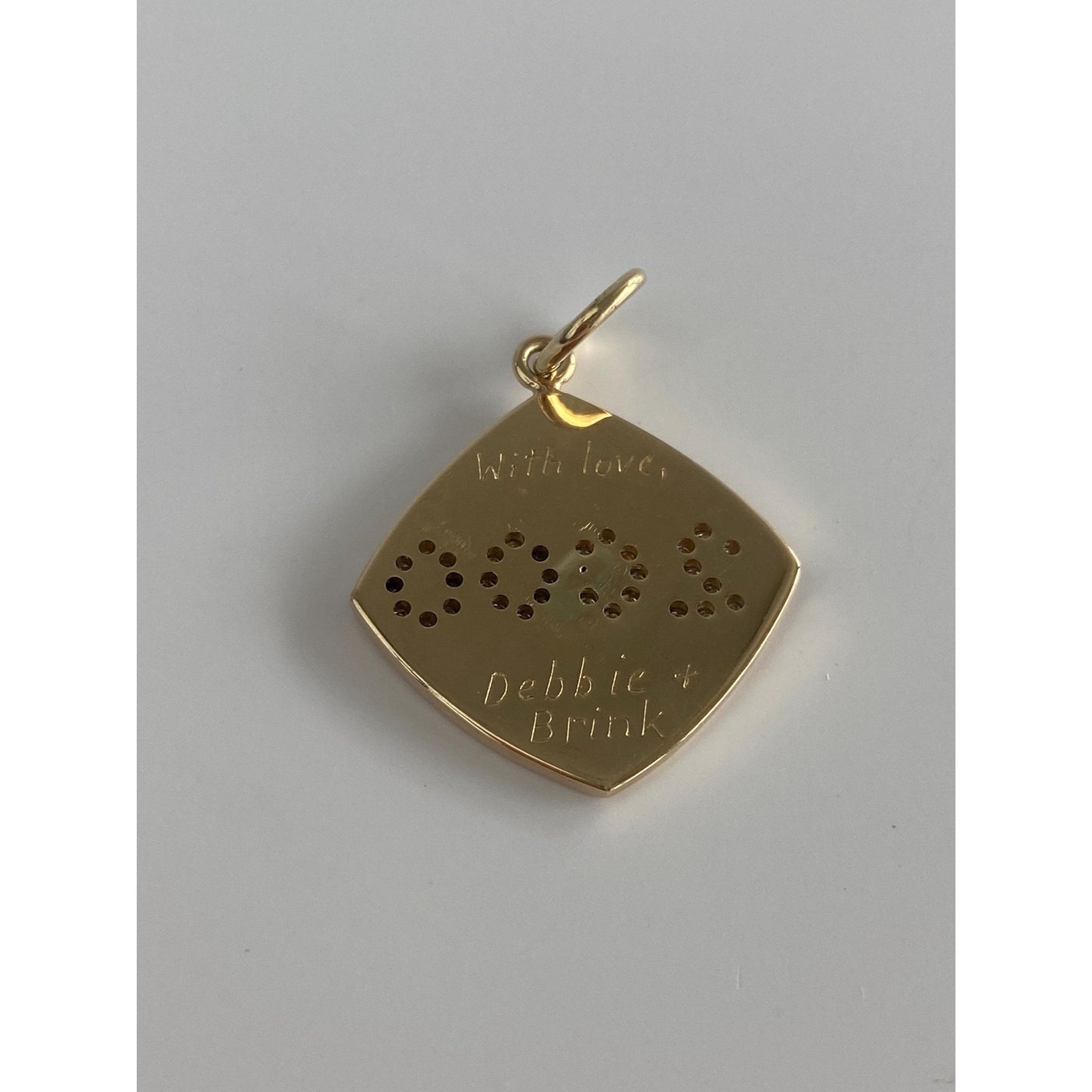 Vintage Solid 14k Yellow Gold Diamond '2000' Charm