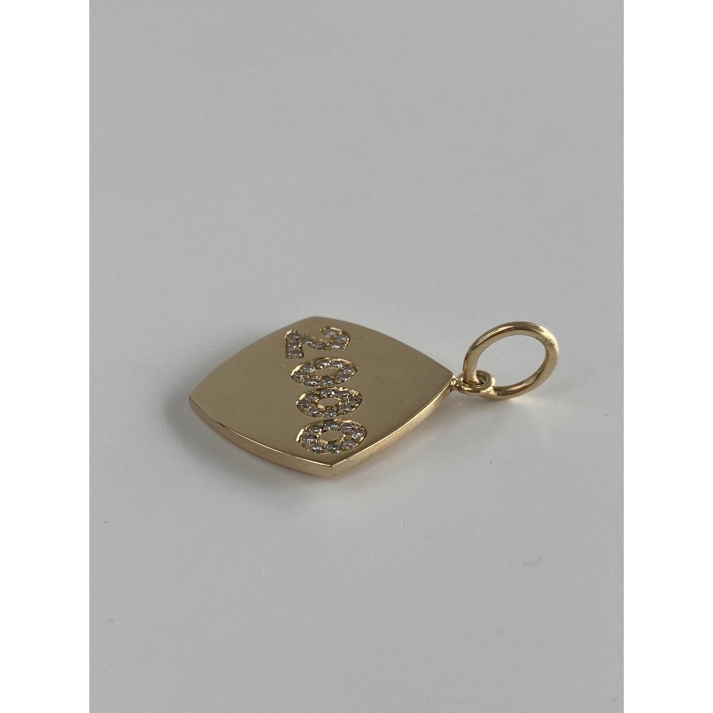 Vintage Solid 14k Yellow Gold Diamond '2000' Charm