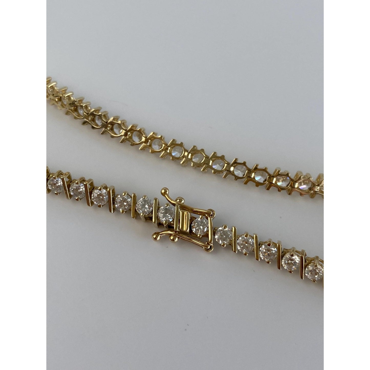 Solid 14k Yellow Gold Cubic Zirconia Tennis Bracelet - 8 Inches