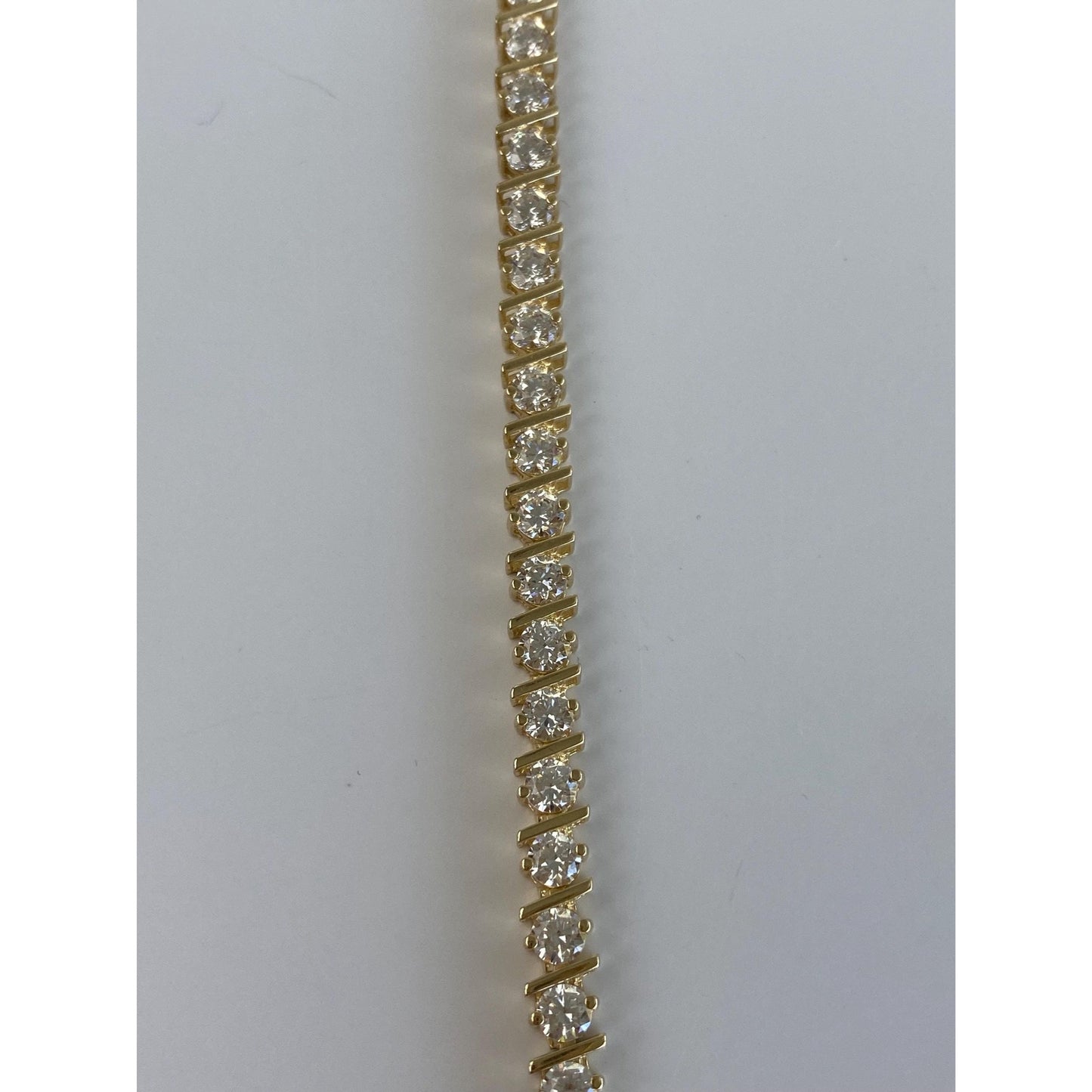Solid 14k Yellow Gold Cubic Zirconia Tennis Bracelet - 8 Inches