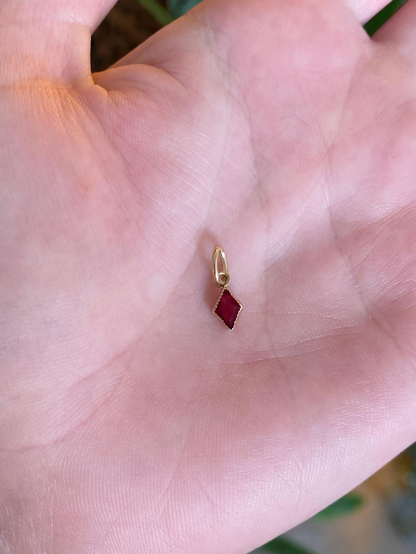 Vintage Solid 10k Yellow Gold Little Pink Cubic Zirconia Charm