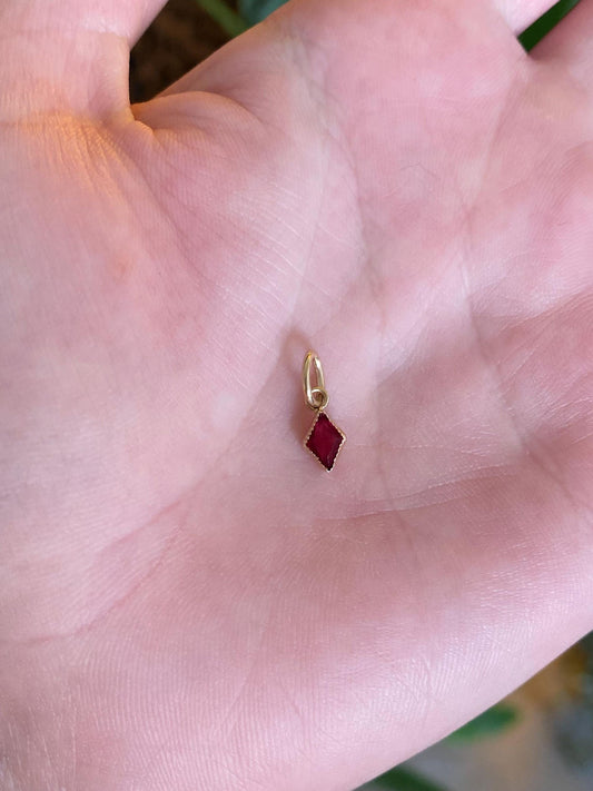 Vintage Solid 10k Yellow Gold Little Pink Cubic Zirconia Charm