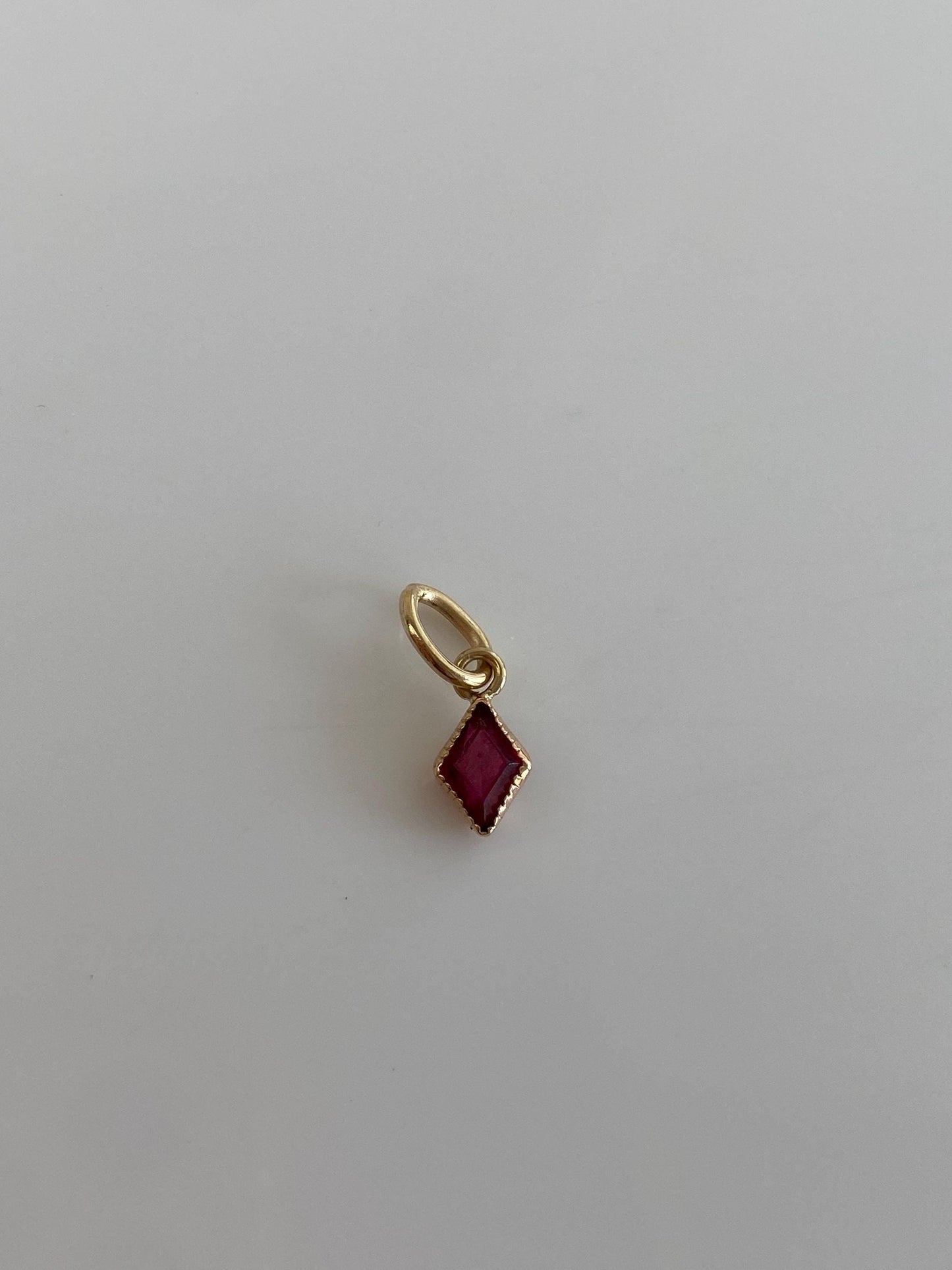 Vintage Solid 10k Yellow Gold Little Pink Cubic Zirconia Charm