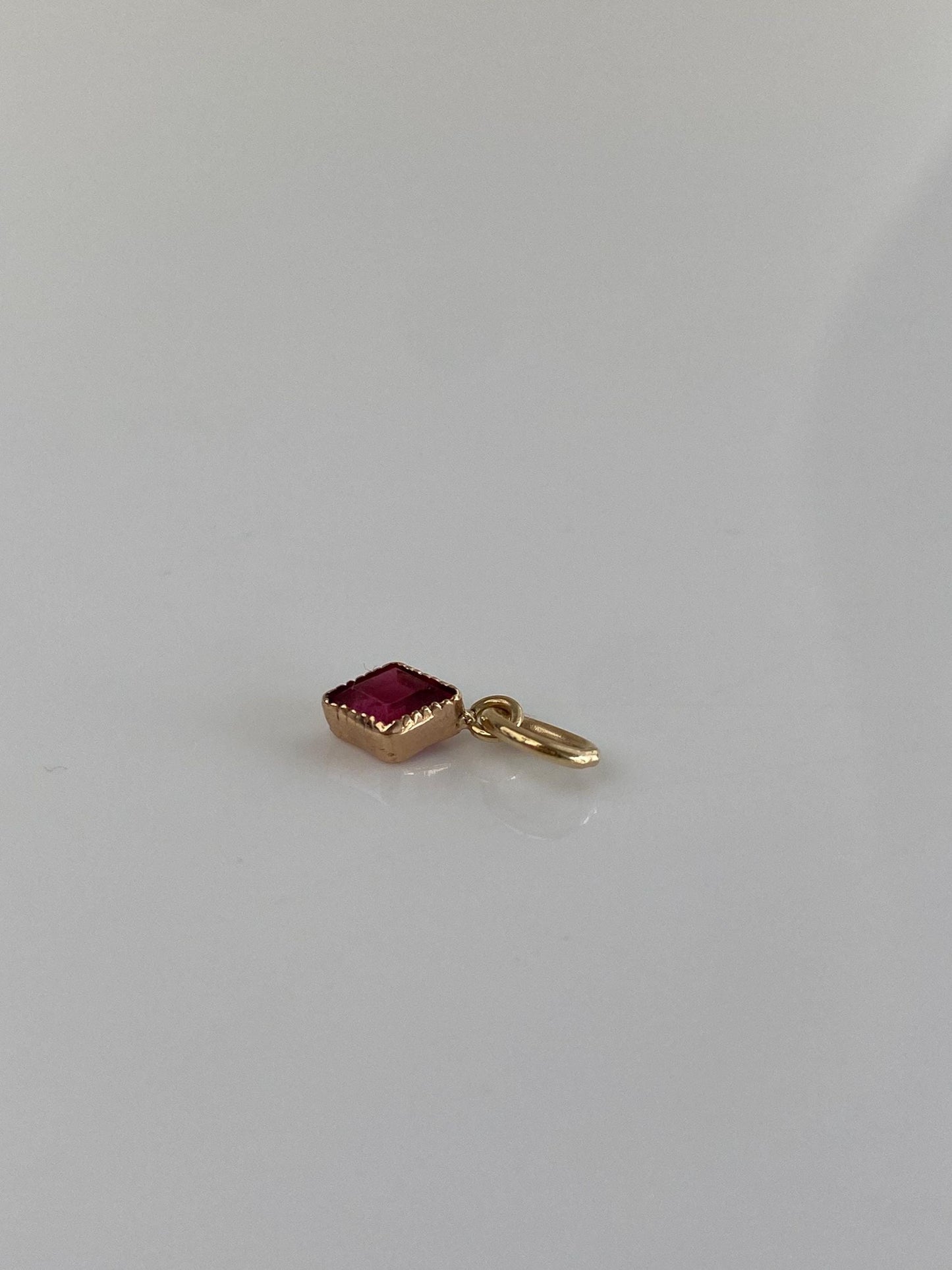Vintage Solid 10k Yellow Gold Little Pink Cubic Zirconia Charm