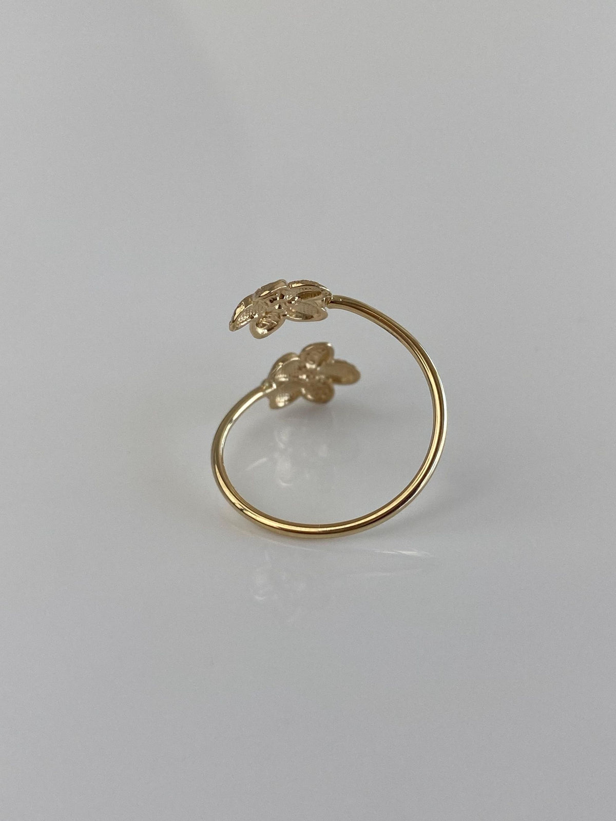 Vintage Solid 14k Yellow Gold Flowers Wrap Ring - Size 3