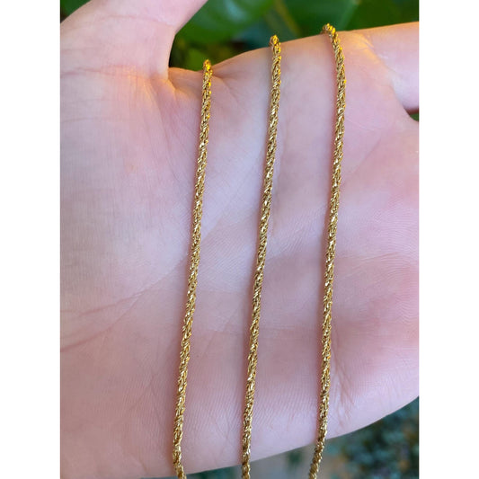 Solid 18k Yellow Gold Twist Chain Necklace - 23.5 inches