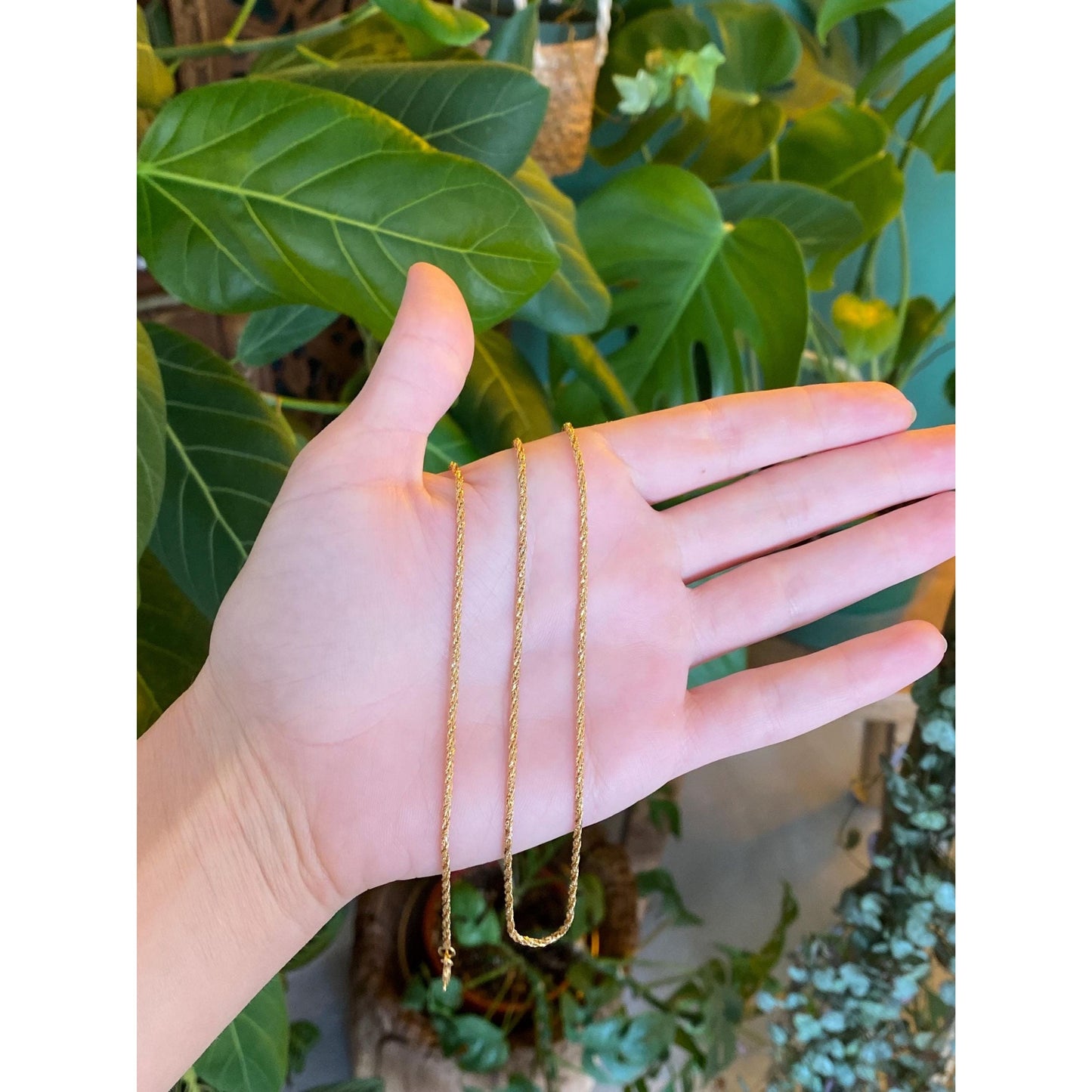 Solid 18k Yellow Gold Twist Chain Necklace - 23.5 inches