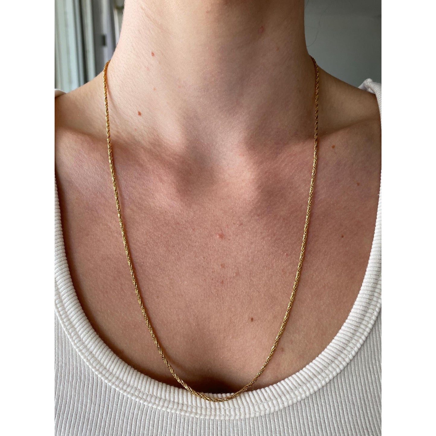 Solid 18k Yellow Gold Twist Chain Necklace - 23.5 inches