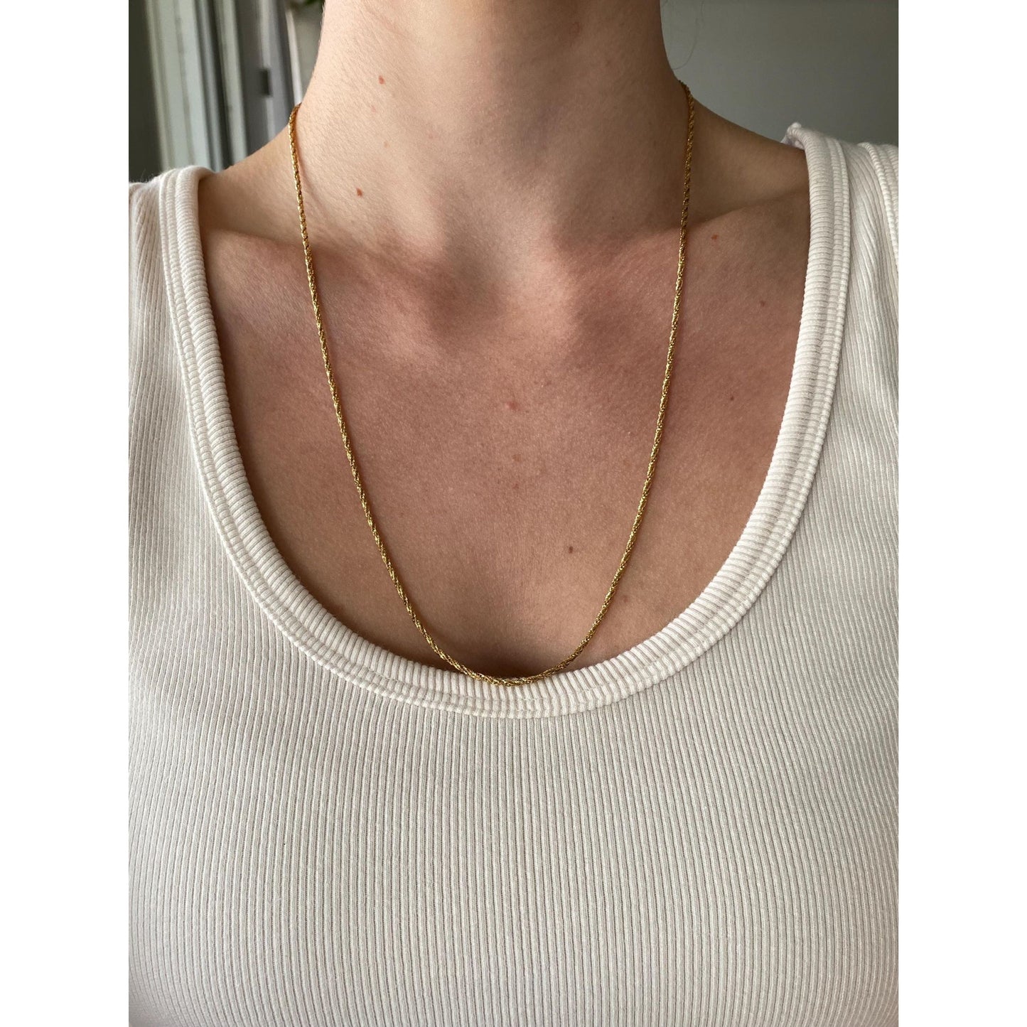 Solid 18k Yellow Gold Twist Chain Necklace - 23.5 inches