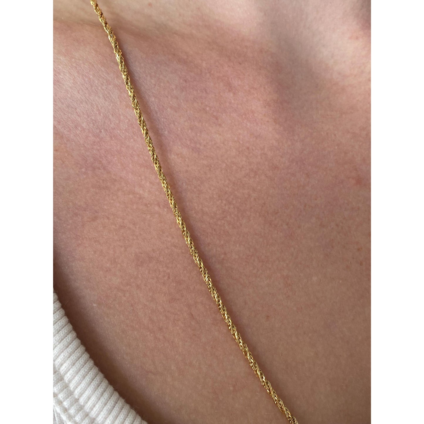 Solid 18k Yellow Gold Twist Chain Necklace - 23.5 inches