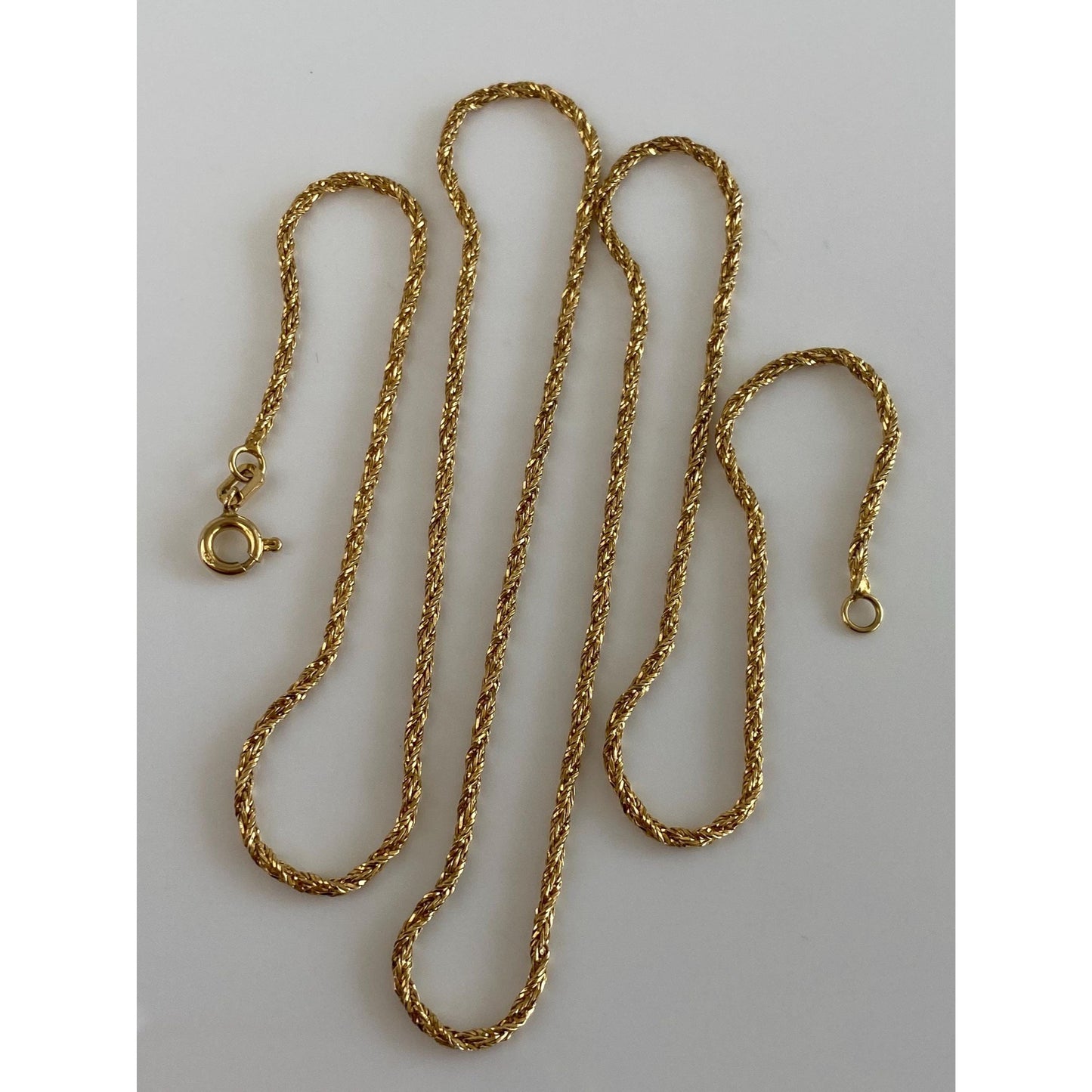 Solid 18k Yellow Gold Twist Chain Necklace - 23.5 inches