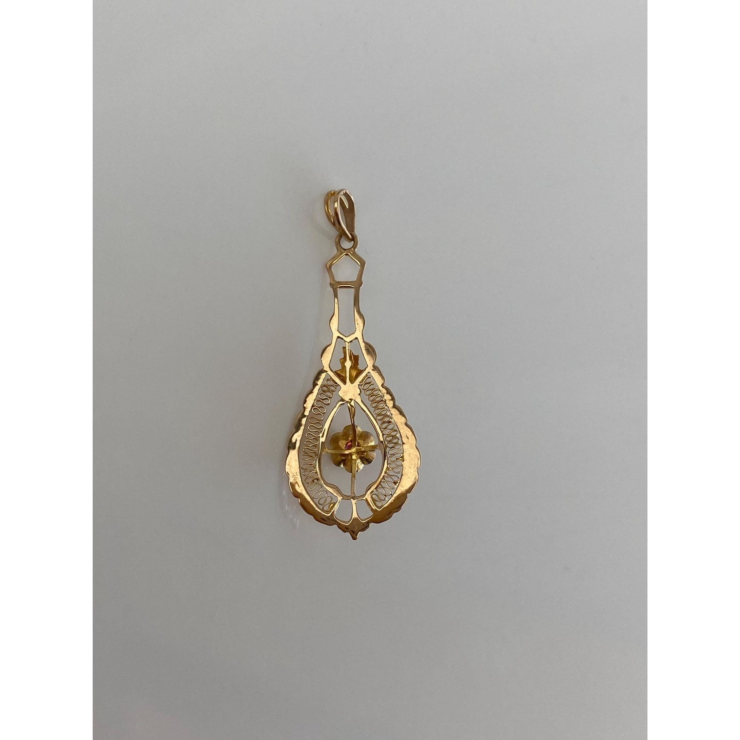 Vintage Solid 10k Yellow Gold Red Cubic Zirconia Charm