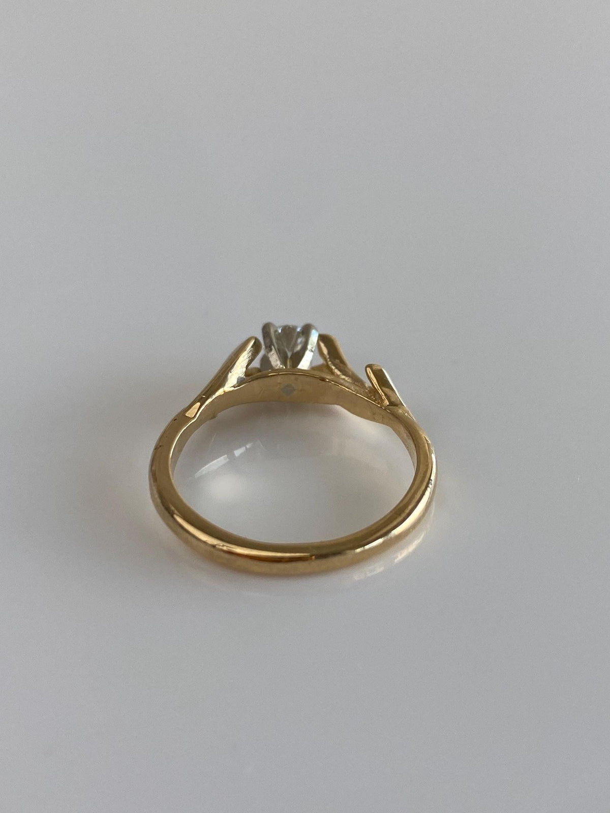 Vintage Solid 14k White & Yellow Gold Diamond Branches Ring - Size 5.75