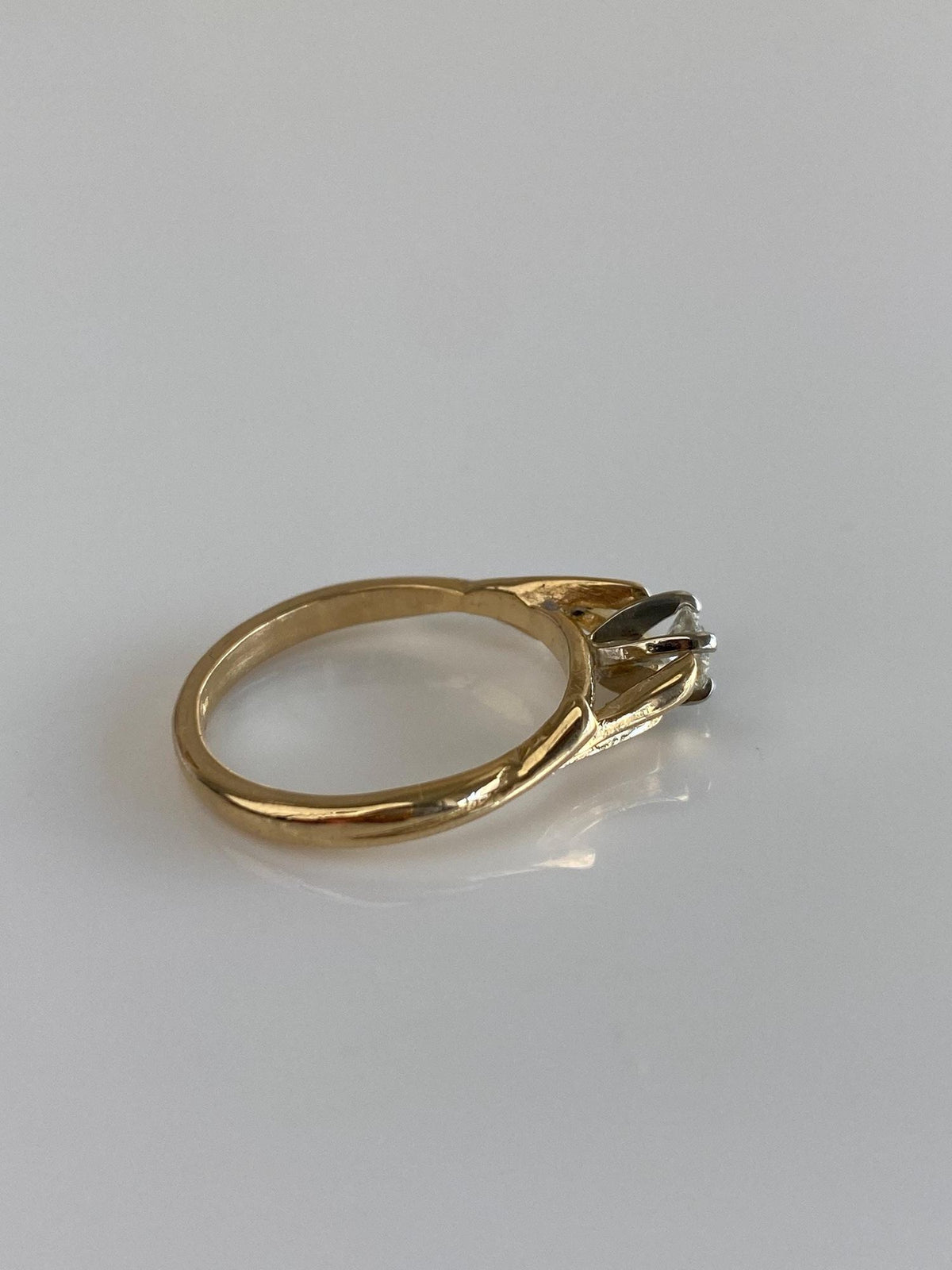 Vintage Solid 14k White & Yellow Gold Diamond Branches Ring - Size 5.75