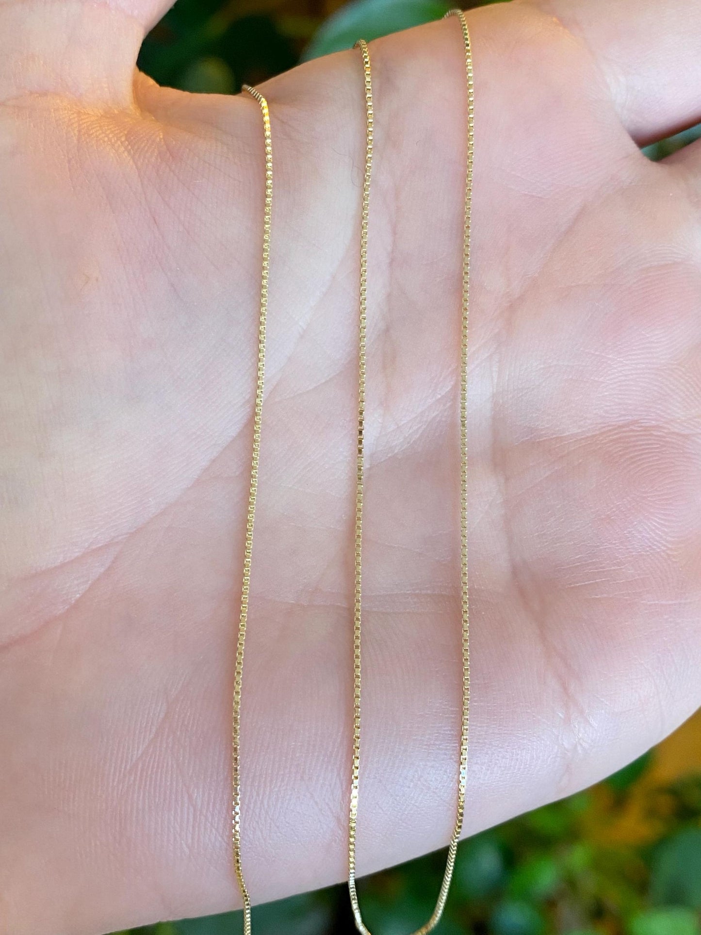 Vintage Solid 14k Yellow Gold Dainty Box Chain Necklace - 18.5 inches