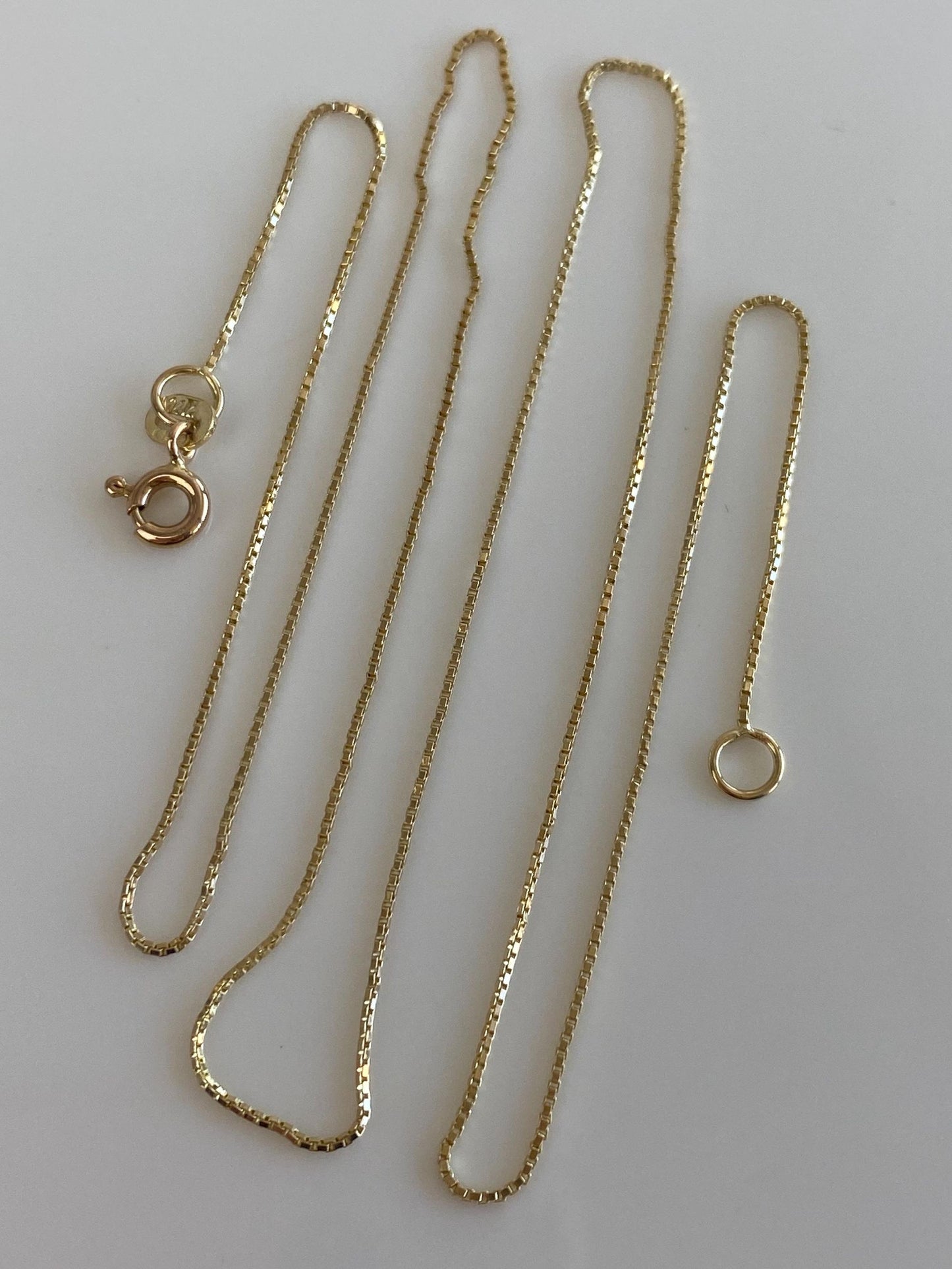 Vintage Solid 14k Yellow Gold Dainty Box Chain Necklace - 18.5 inches