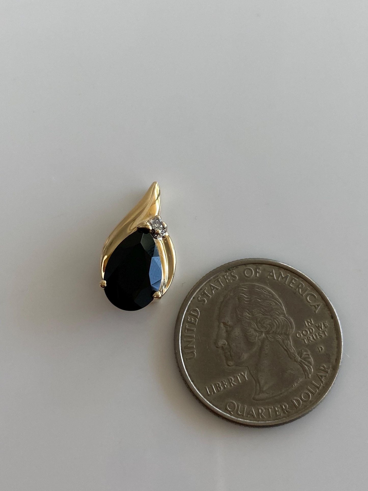 Vintage Solid 14k Yellow Gold Black Onyx Diamond Charm