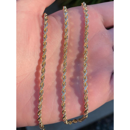 Vintage Solid 14k Yellow Gold Rope Chain Necklace - 24 inches