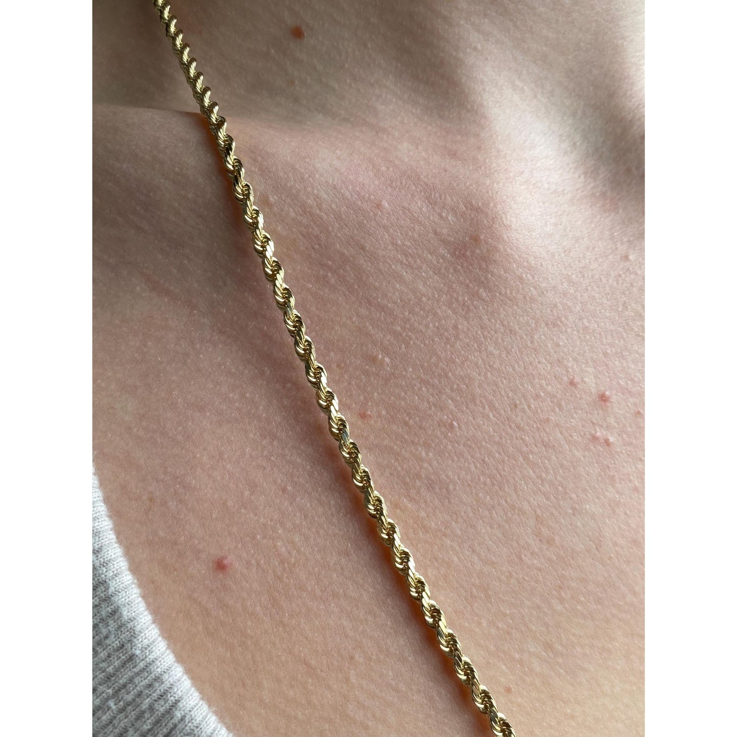 Vintage Solid 14k Yellow Gold Rope Chain Necklace - 24 inches