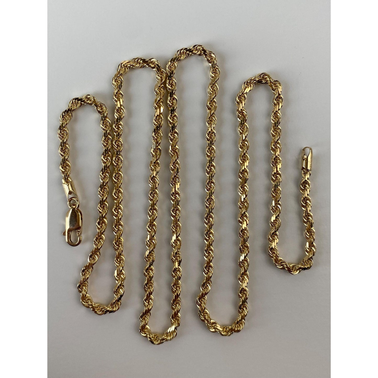 Vintage Solid 14k Yellow Gold Rope Chain Necklace - 24 inches