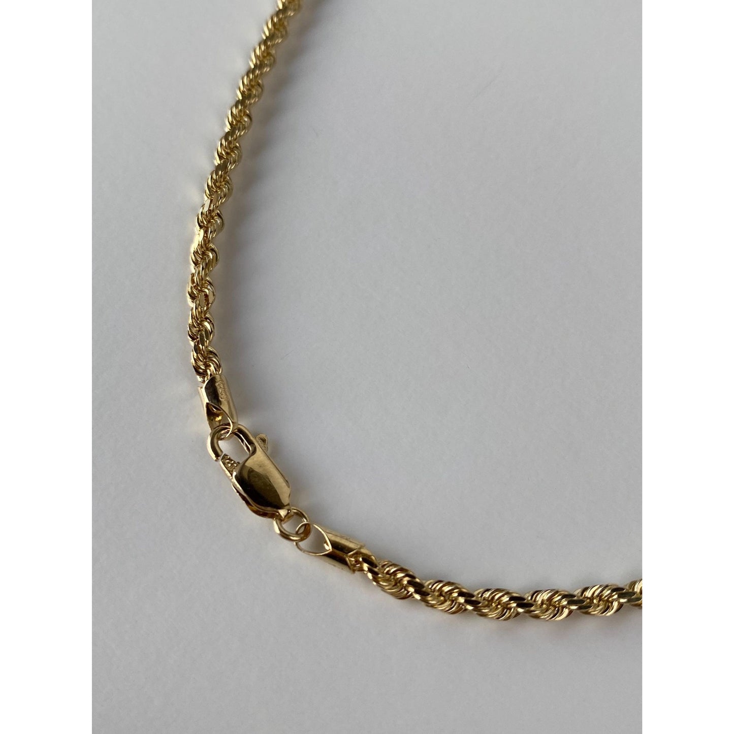 Vintage Solid 14k Yellow Gold Rope Chain Necklace - 24 inches