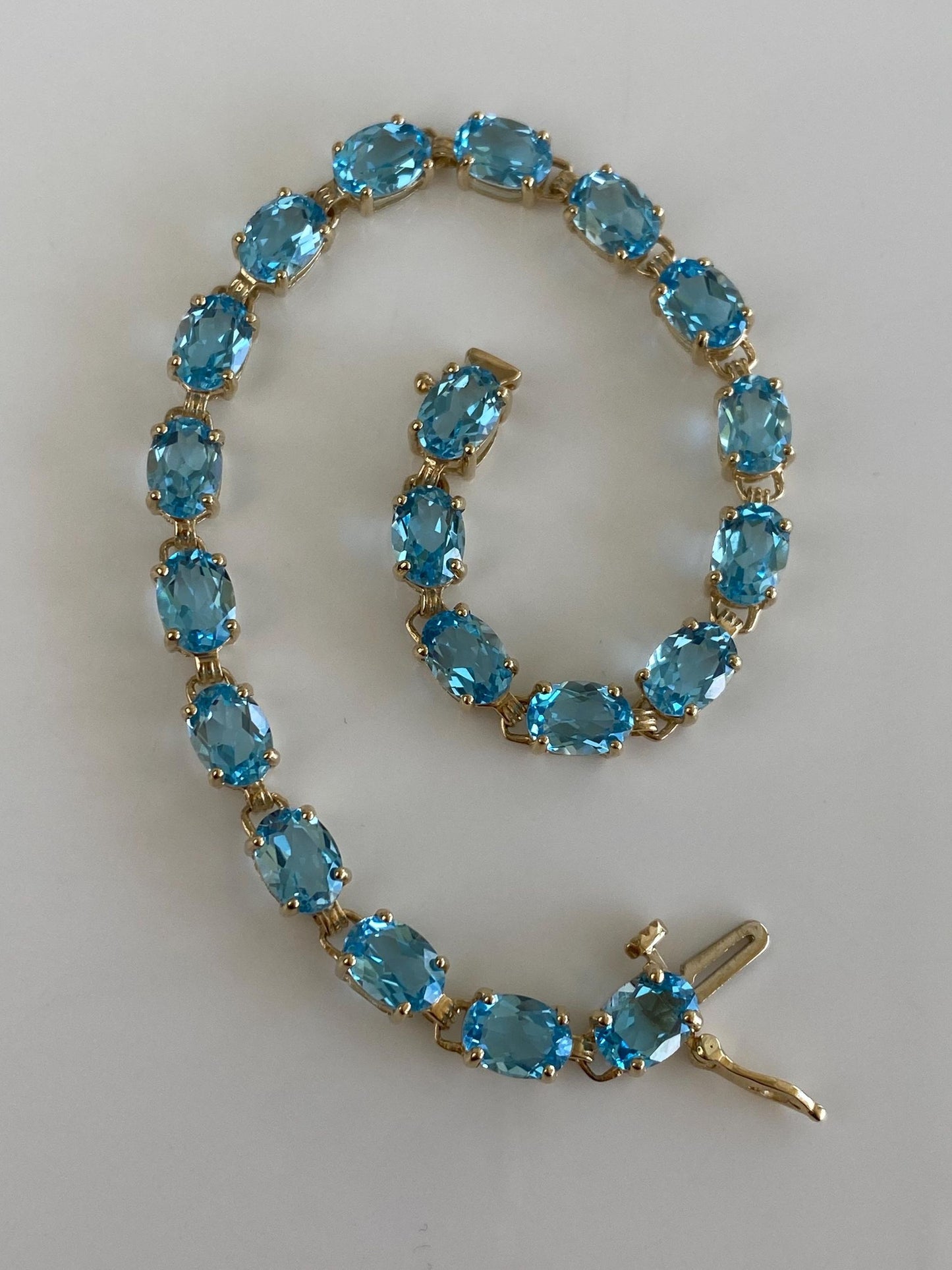 Vintage Solid 10k Yellow Gold Topaz Link Bracelet - 7.25 inches