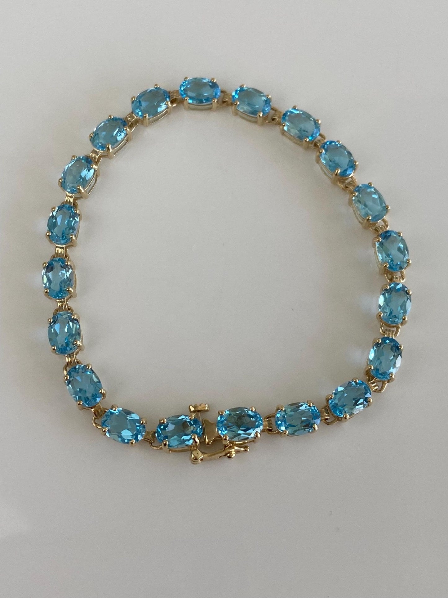 Vintage Solid 10k Yellow Gold Topaz Link Bracelet - 7.25 inches