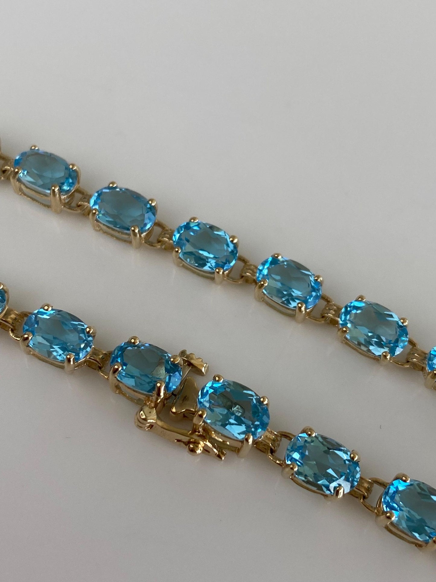 Vintage Solid 10k Yellow Gold Topaz Link Bracelet - 7.25 inches