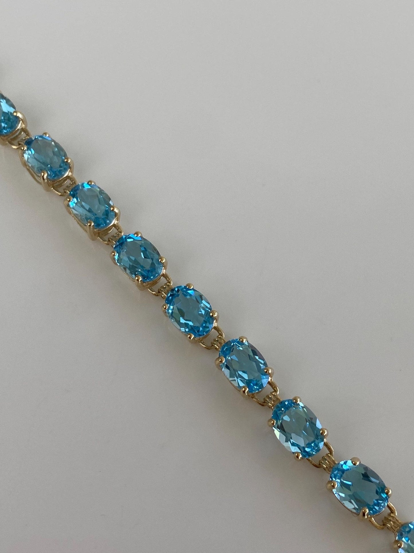 Vintage Solid 10k Yellow Gold Topaz Link Bracelet - 7.25 inches