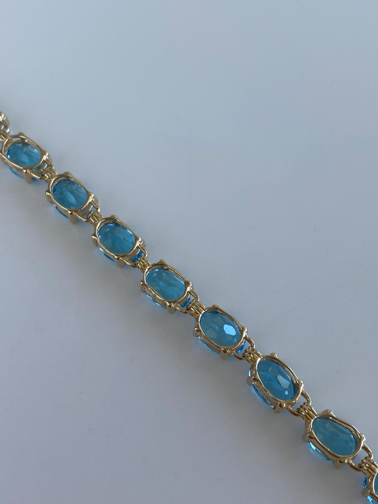 Vintage Solid 10k Yellow Gold Topaz Link Bracelet - 7.25 inches