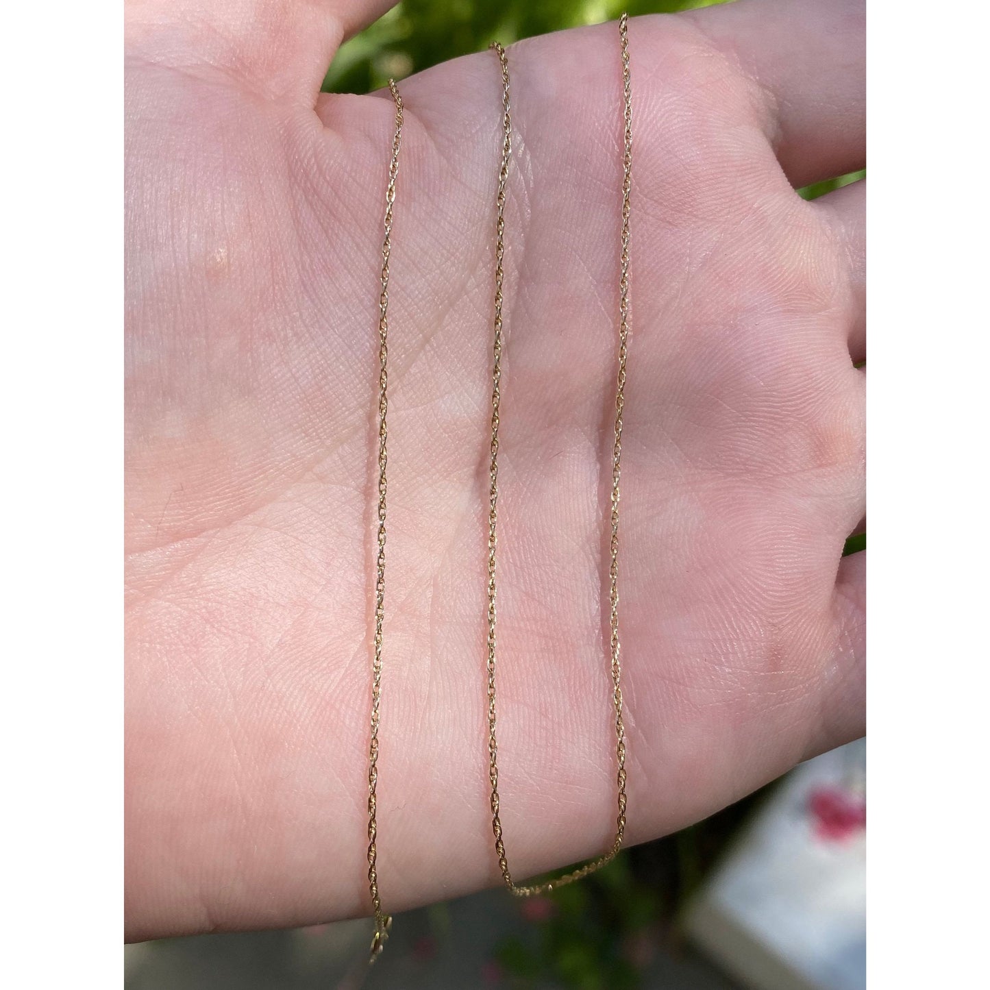 Vintage Solid 14k Yellow Gold Dainty Rope Chain Necklace - 18 inches