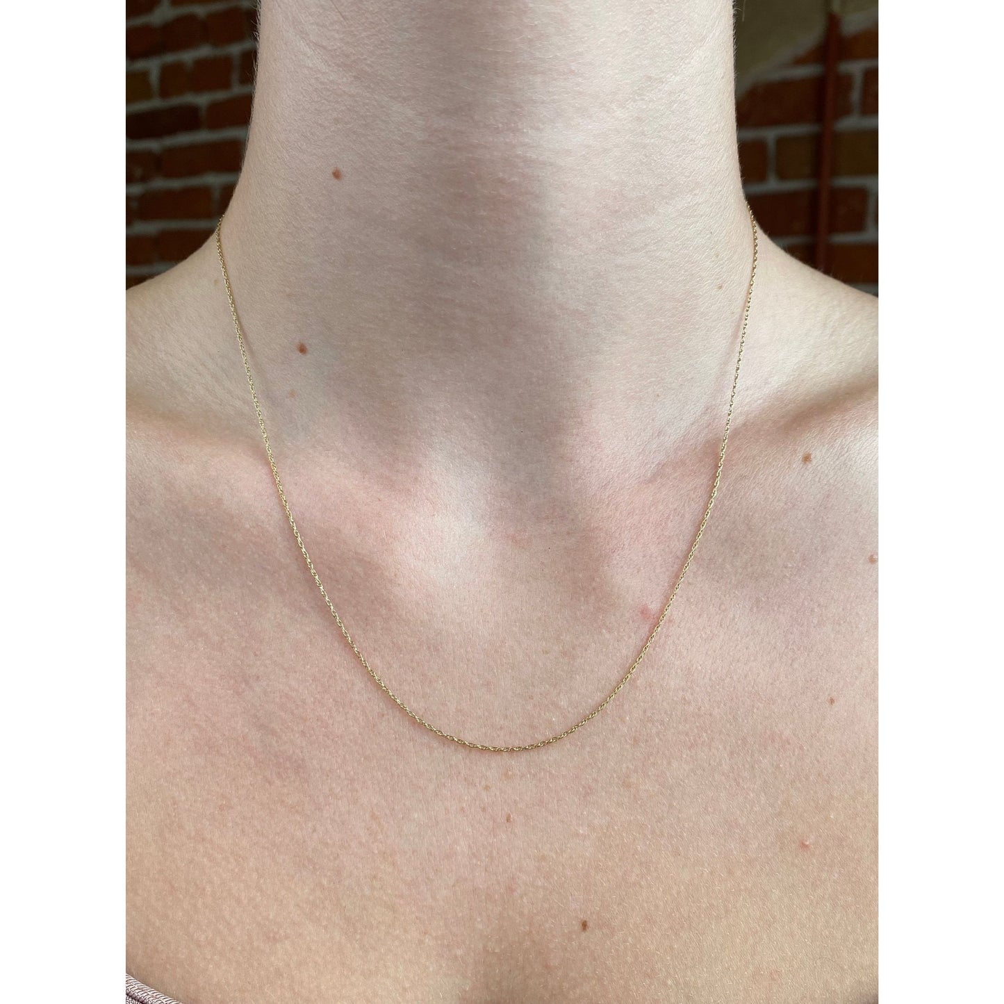 Vintage Solid 14k Yellow Gold Dainty Rope Chain Necklace - 18 inches