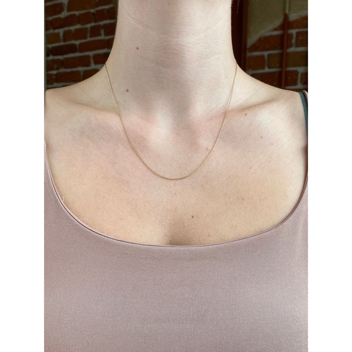 Vintage Solid 14k Yellow Gold Dainty Rope Chain Necklace - 18 inches