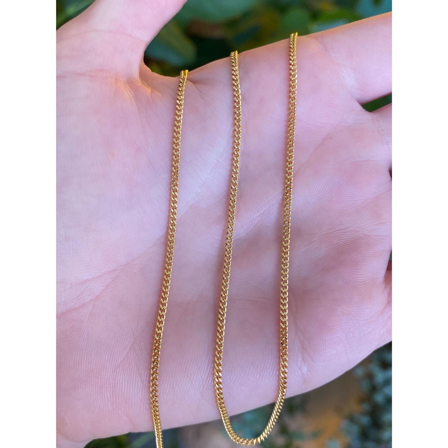 Vintage Solid 18k Yellow Gold Tight Curb Chain Necklace - 20.5 inches