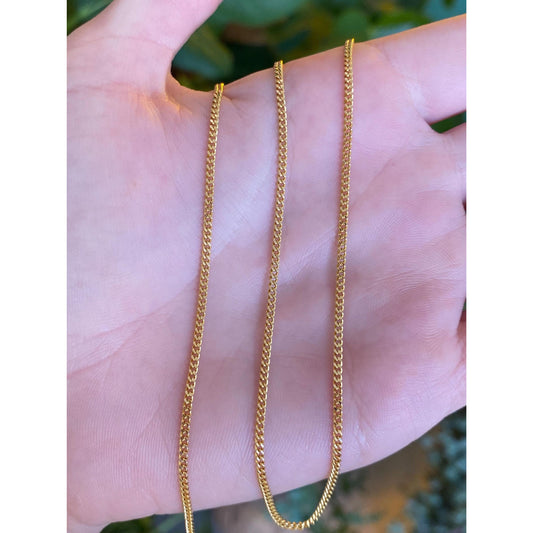 Vintage Solid 18k Yellow Gold Tight Curb Chain Necklace - 20.5 inches