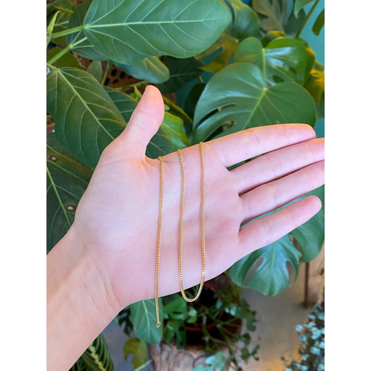 Vintage Solid 18k Yellow Gold Tight Curb Chain Necklace - 20.5 inches